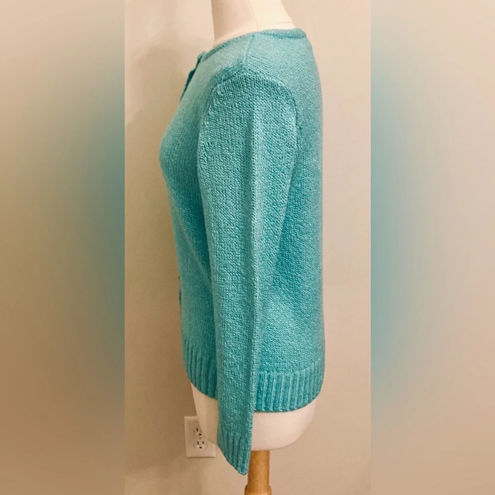 Haymaker Vintage Caribbean Blue Button Down Long Sleeve Knit Cardigan Sweater M - Picture 5 of 9
